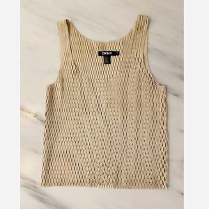 DKNY Leather Perforated Net Shell